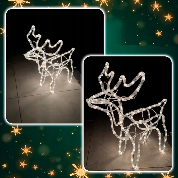 Renifer Świąteczny 144 LED Świetlna JELONEK Ozdoba Do Ogrodu Biały Ciepły