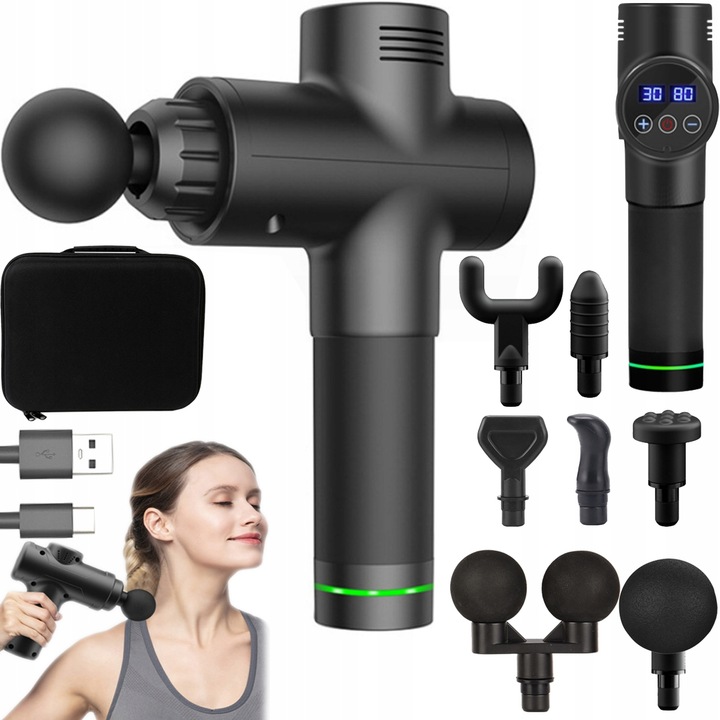 PISTOLET DO MASAŻU MASAŻER DO PLECÓW MIĘŚNI CIAŁA Z WYŚWIETLACZEM LCD