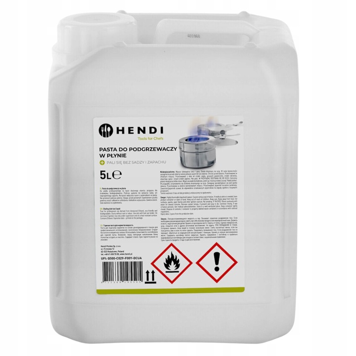 Pasta do podgrzewaczy w płynie 5 l HENDI Żel BIO Bez sadzy Bez zapachu