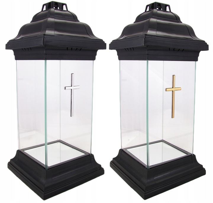 Duży znicz szklany kapliczka lampion z krzyżem