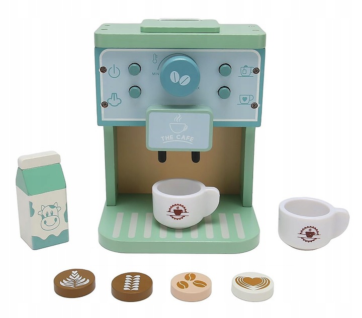 KAWIARNIA DLA DZIECI DREWNIANY EKSPRES DO KAWY AUTOMAT KUCHNIA FILIŻANKI