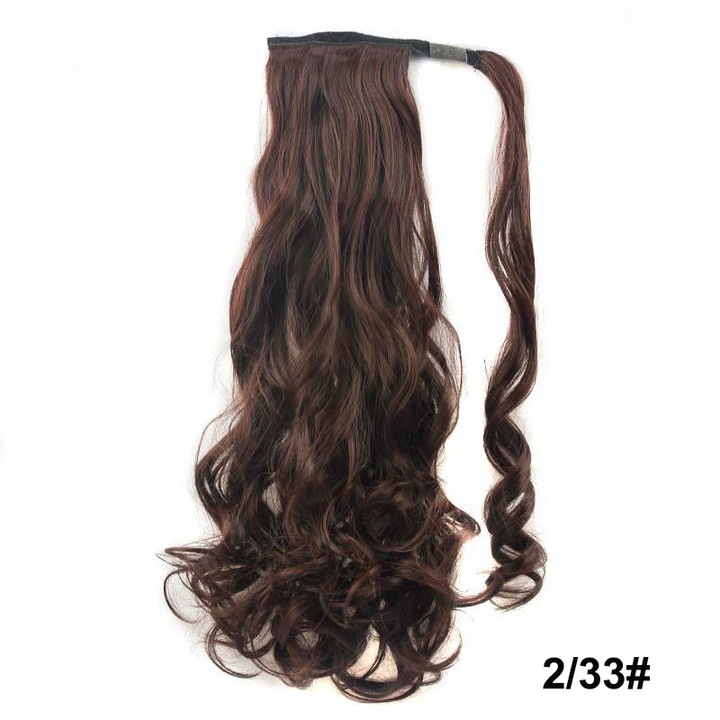 Doczepiany KUCYK KITKA Włosy Kręcone Loki Fale PL Ciemny Brąz 2/33