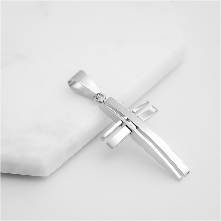 Wisiorek męski zawieszka krzyżyk stal chirurgiczna 316L z grawerem BLINGART