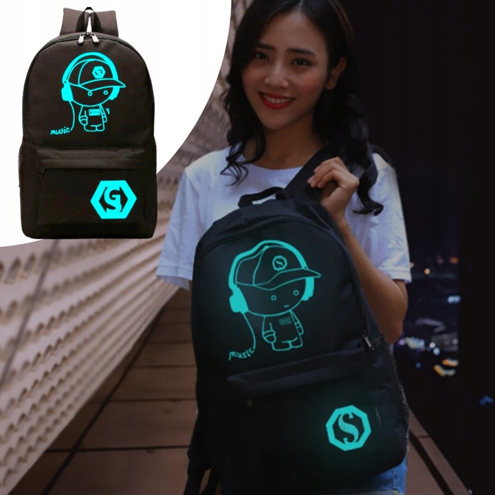 PLECAK SZKOLNY TORNISTER DO SZKOŁY MŁODZIEŻOWY ŚWIECĄCY ODBLASKOWY USB