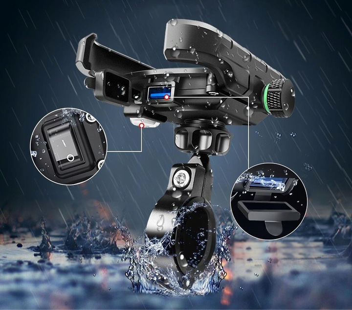 UCHWYT MOTOCYKLOWY NA TELEFON ŁADOWARKA USB 12/24v + KABEL USB 20cm