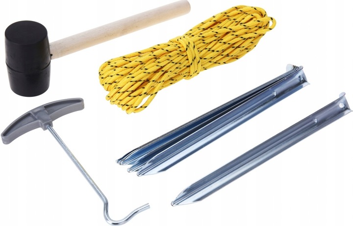 ZESTAW TURYSTYCZNY KEMPINGOWY POD NAMIOT MŁOTEK ŚLEDZIE LINKA 9 ELEMENTÓW