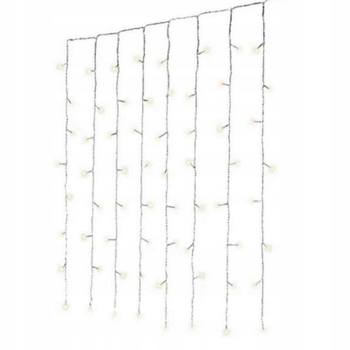 KURTYNA led 1 x 2 m światło białe ciepłe 240 led transparentny kabel TIMER