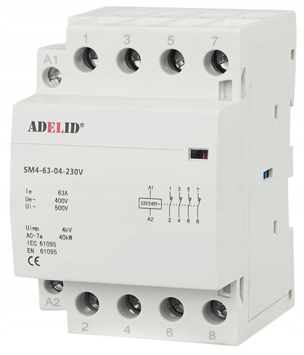 STYCZNIK MODUŁOWY 63-04 230V 63A 3P 4NC 3-FAZ 40A