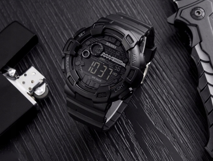 Zegarek męski SKMEI LED elektroniczny czarny wiele funkcji