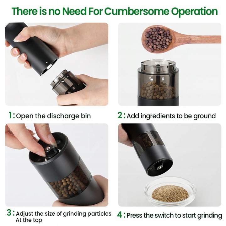 ELEKTRYCZNY MŁYNEK DO PIEPRZU I SOLI Z OŚWIETLENIA