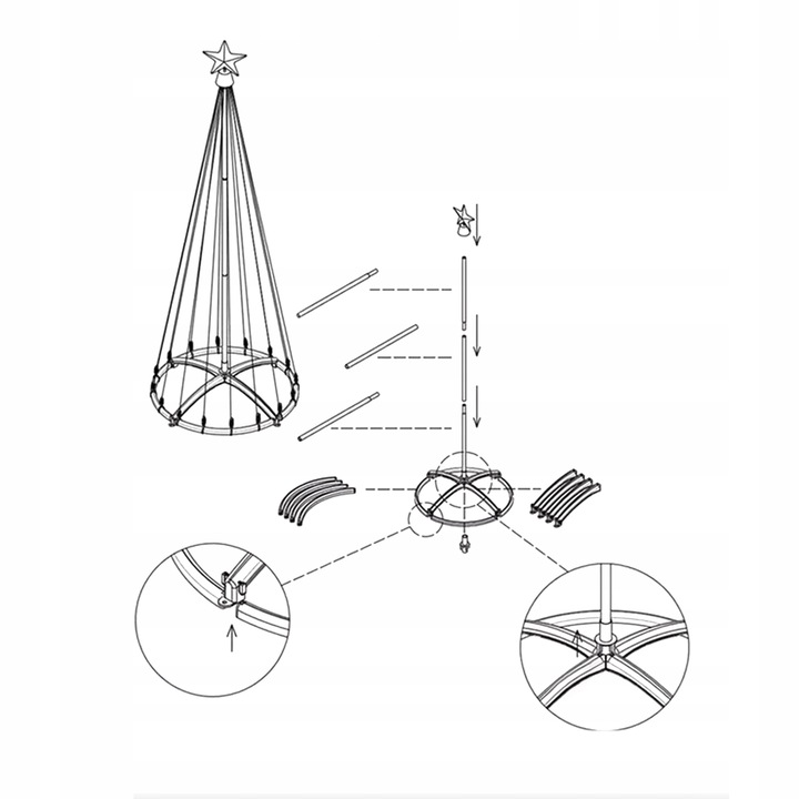 ŚWIĄTECZNA CHOINKA LED ZE STELAŻEM 180 CM LAMPKI NA ŚWIĘTA BIAŁE CIEPŁE