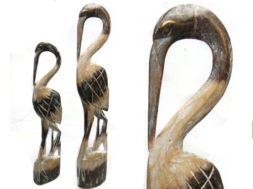 40cm Rzeźba drewno PTAK Czapla Rękodzieło Orient a