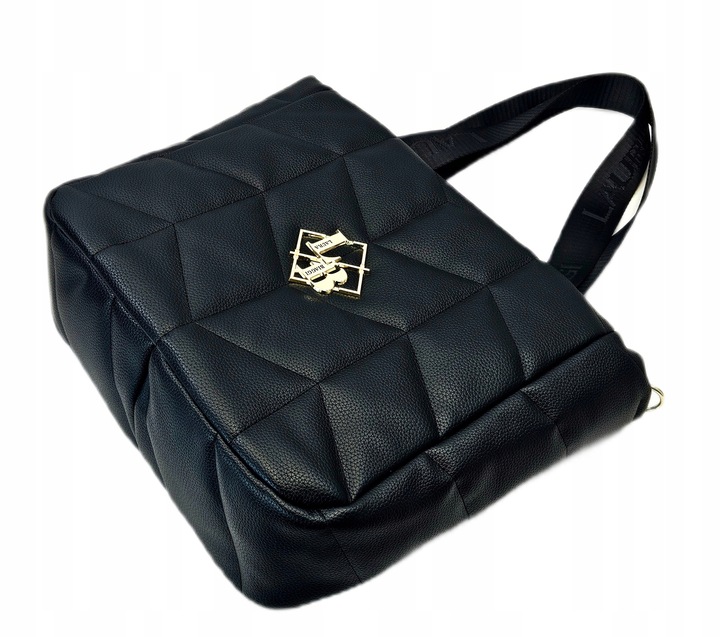 LAURA BIAGGI TORBA TOREBKA SHOPPERKA A4 NA RAMIĘ CZARNA POŁYSK