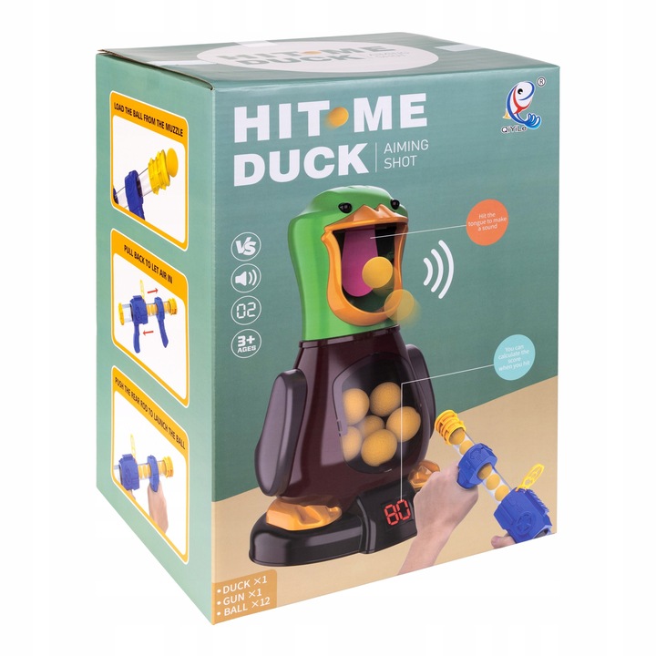 GŁODNA KACZKA STRZELANIE DO CELU KULKAMI GRA ZRĘCZNOŚCIOWA 2 x PISTOLET