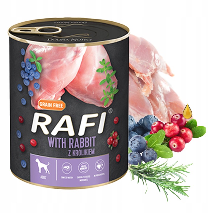 Zestaw karmy dla psa RAFI Królik 24x800 g
