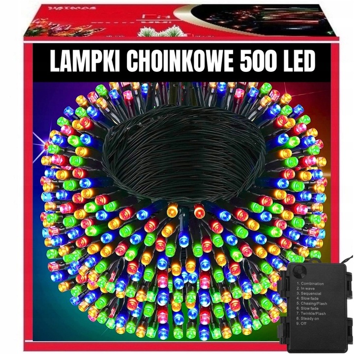 LAMPKI CHOINKOWE 500LED ŚWIĄTECZNE ŚWIATEŁKA ZEWNĘTRZNE WEWNĘTRZNE RGB 35M