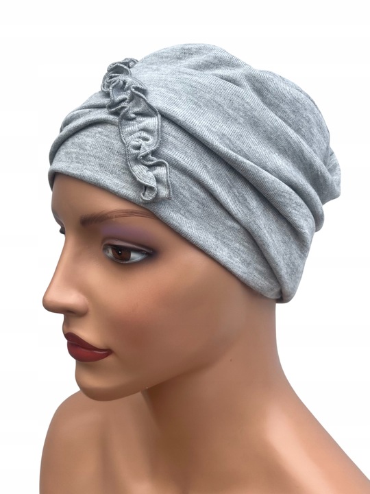 Turban damski KALINA szary z wiskozy sweterkowej także po chemioterapii
