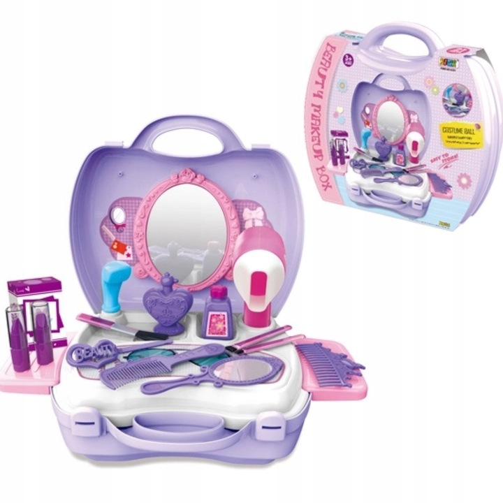 PIĘKNY ZESTAW FRYZJERSKI DLA DZIECI W WALIZECZCE Toaletka dziecięca fryzjer