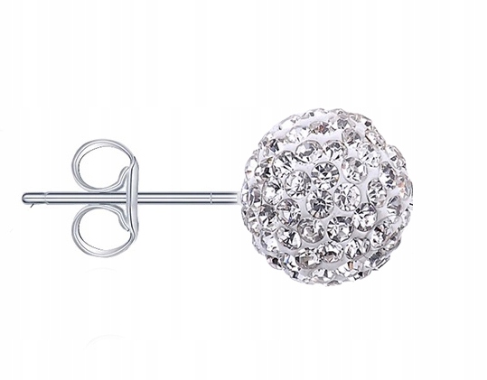 KOLCZYKI SREBRNE 925 CYRKONIE KULKI SZTYFTY NA PREZENT SWAROVSKI SREBRO 925