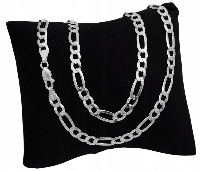 Łańcuszek Srebrny Męski Figaro Pełny Diamentowany 925 Gruby Stylowy 5,50 mm