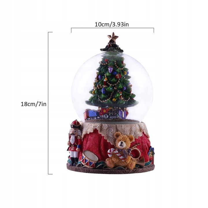 ŚWIĄTECZNA ŚNIEŻNA SCENA POZYTYWKA KRYSZTAŁOWA KULA LED CHOINKA