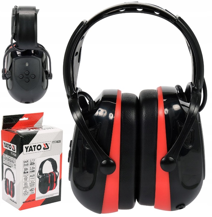 YATO NAUSZNIKI ELEKTRONICZNE PRZECIWHAŁASOWE BLUETOOTH SNR 29 dB MIKROFON