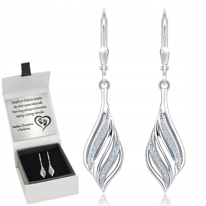 Kolczyki Srebrne wiszące Rodowane SREBRO PRÓBA 925 GRAWER na WALENTYNKI