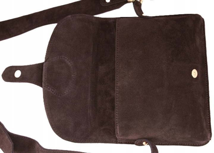 Zamszowa Torebka włoska CZEKOLADOWA nerka listonoszka MAXI DUŻA WERSJA