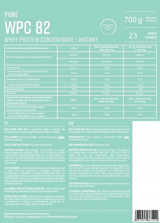 KFD PURE WPC 82 - BIAŁKO SERWATKOWE 100%