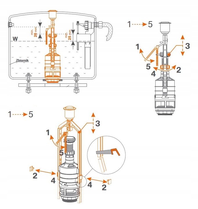 Zawór Spustowy do Spłuczki CERSANIT ROCA KOŁO Start + Zestaw Naprawczy WC