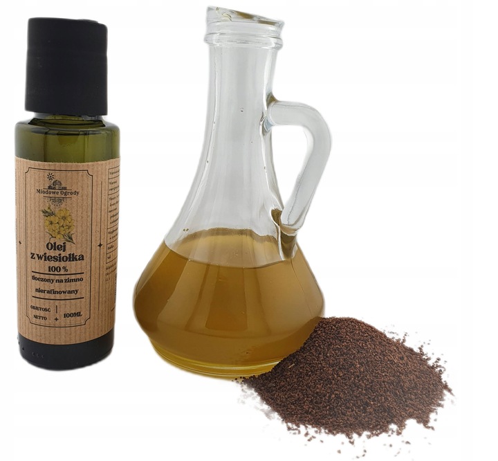 Olej z Wiesiołka 100% Tłoczony na Zimno PRODUCENT 100ml Miodowe Ogrody