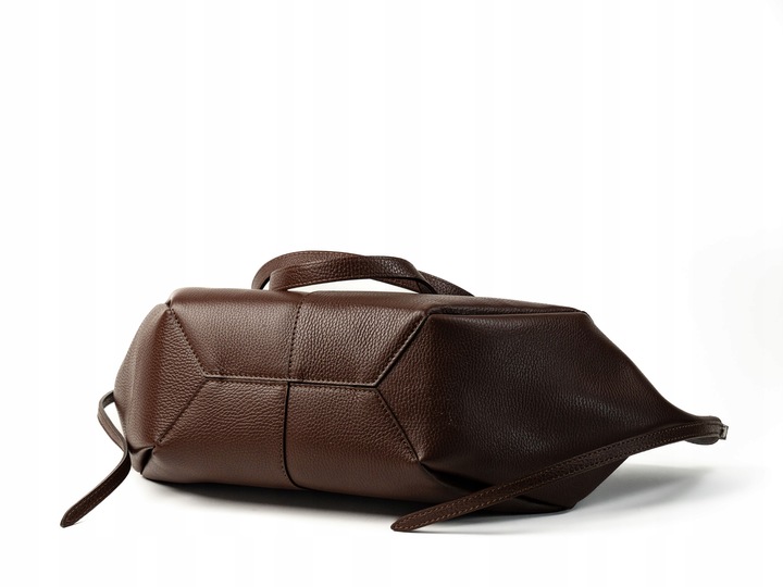 Torebka Damska Duża ze Skóry Naturalnej na Magnesach Cognac