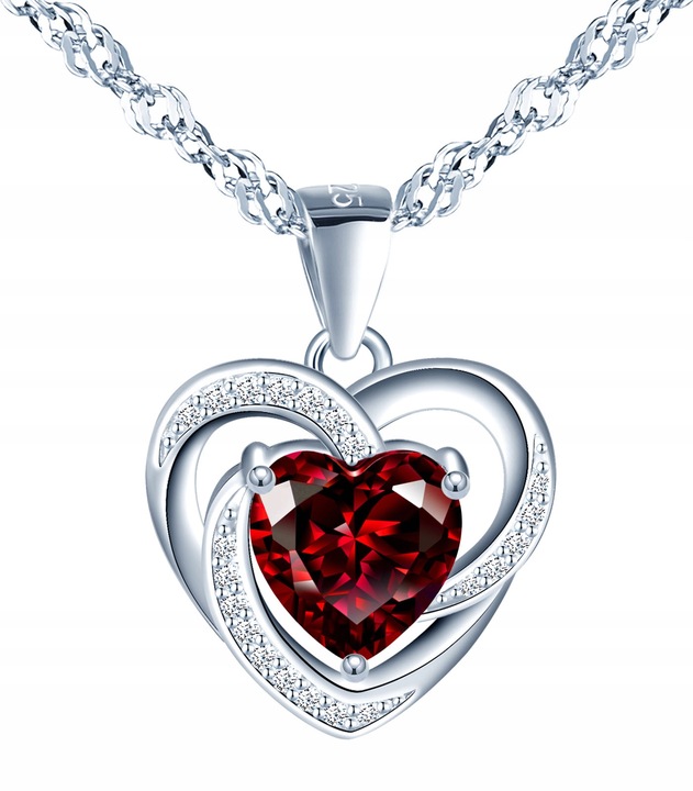 Naszyjnik srebrny 925 łańcuszek z zawieszką serce naszyjnik srebro damski