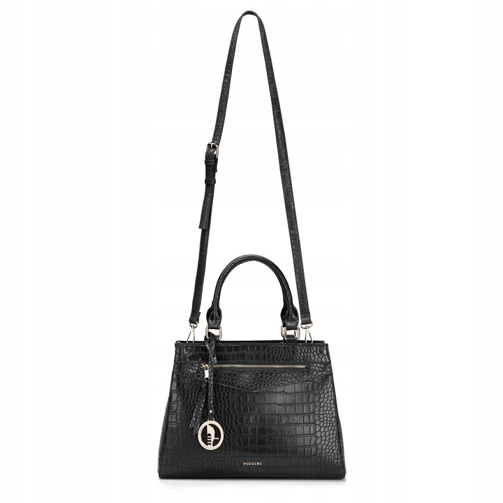 Torebka Damska Mała Kuferek Ramię Odpinany Pasek PUCCINI Czarna BML067S-1