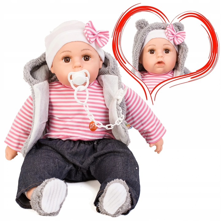LALKA BOBAS MÓWI PL + smoczek butelki pampersy