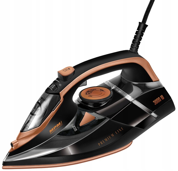 Żelazko parowe ze stopą ceramiczną 3000W czarne mocne MPM MZE-24/C