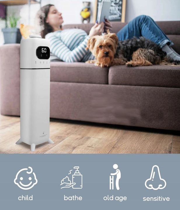 NAWILŻACZ POWIETRZA ULTRADŹWIĘKOWY DUŻY JONIZATOR 2w1 DYFUZOR Z PILOTEM 8L