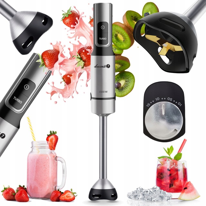 SUPER MOCNY BLENDER RĘCZNY JK-1500 OSTRZE TYTAN TURBO KRUSZY LÓD 1500 W