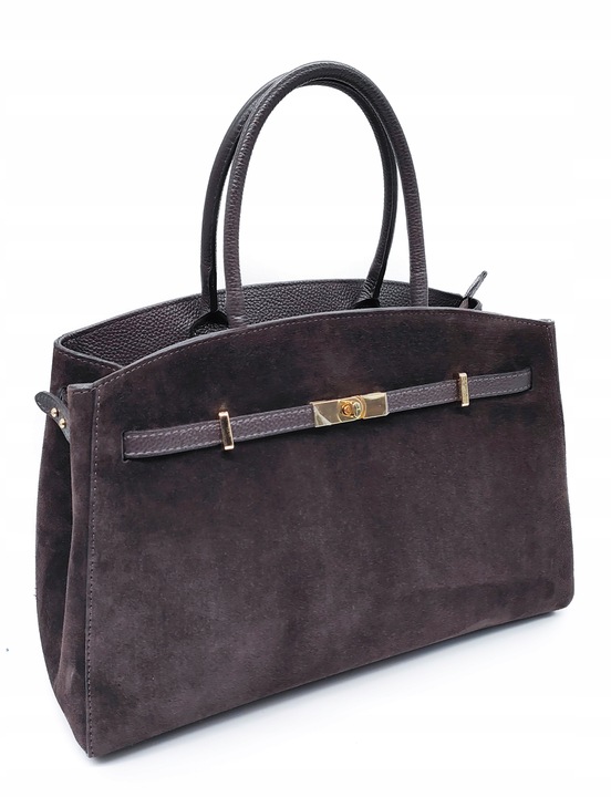 Torebka skóra zamszowa czekoladowa VeraPelle