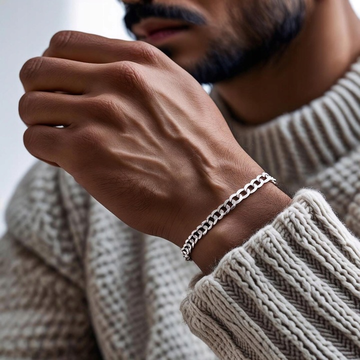 Srebrna Bransoleta Męska Pancerka 5mm/20cm Diamentowana SREBRO 925 PEŁNA