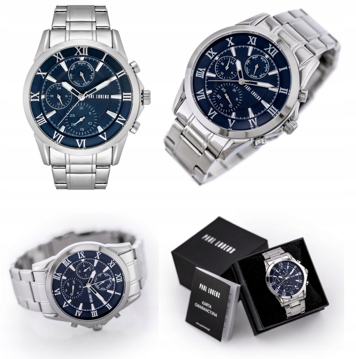 ZEGAREK MĘSKI PAUL LORENS BRUTUS chronograf datownik + BOX +GRAWER