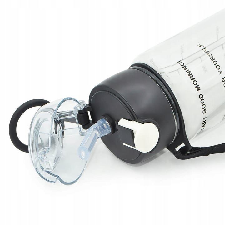 Butelka Na Wodę Bidon z Miarką Ze Słomką Na Siłownie Fitness 700ml + Gratis