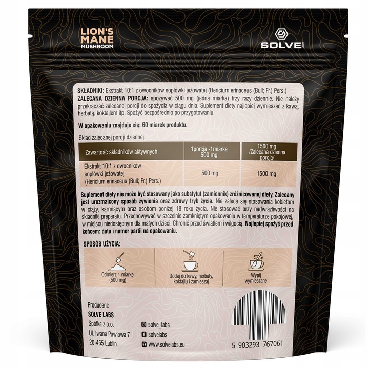 LIONS MANE 10:1 SOPLÓWKA JEŻOWATA 30G SOLVE LABS