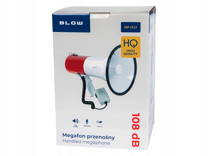 MEGAFON SYRENA ALARM MIKROFON BRADZO GŁOŚNY NA MARSZE PROTESTY 30W 108dB HQ