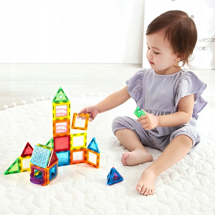 KLOCKI MAGNETYCZNE KONSTRUKCYJNE EDUKACYJNE ZESTAW 100 EL DUŻE PANELE 3D