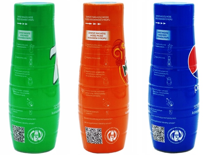 3x SYROP SODASTREAM KONCENTRAT 7UP MIRINDA PEPSI 9L NAPOJU z 440ml