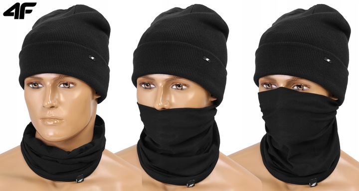 4F KOMPLET CZAPKA MĘSKA DAMSKA + KOMIN CHUSTA SZAL JESIENNY ZIMOWY KZ09