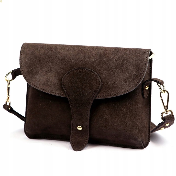 Czekoladowa torebka zamszowa włoska listonoszka ciemny brąz Laura Biaggi