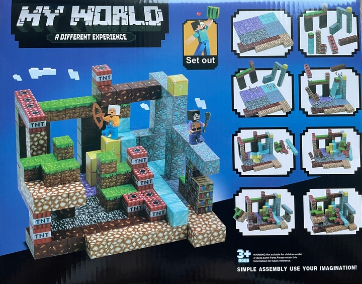 KLOCKI MAGNETYCZNE SZEŚCIANY BLOKI KLOCKI PIKSELE 220 KLOCKÓW + 2 LUDZIKI