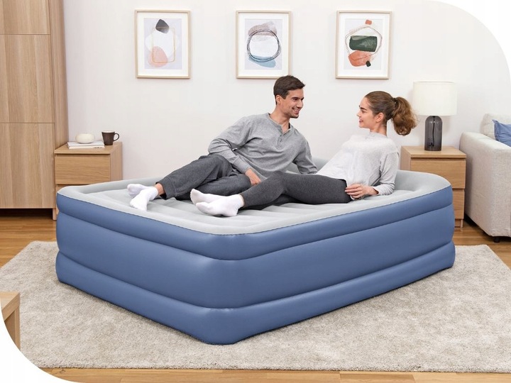 Duży Materac Dmuchany Welurowy Łóżko do Spania z Pompką Bestway MODEL 2025